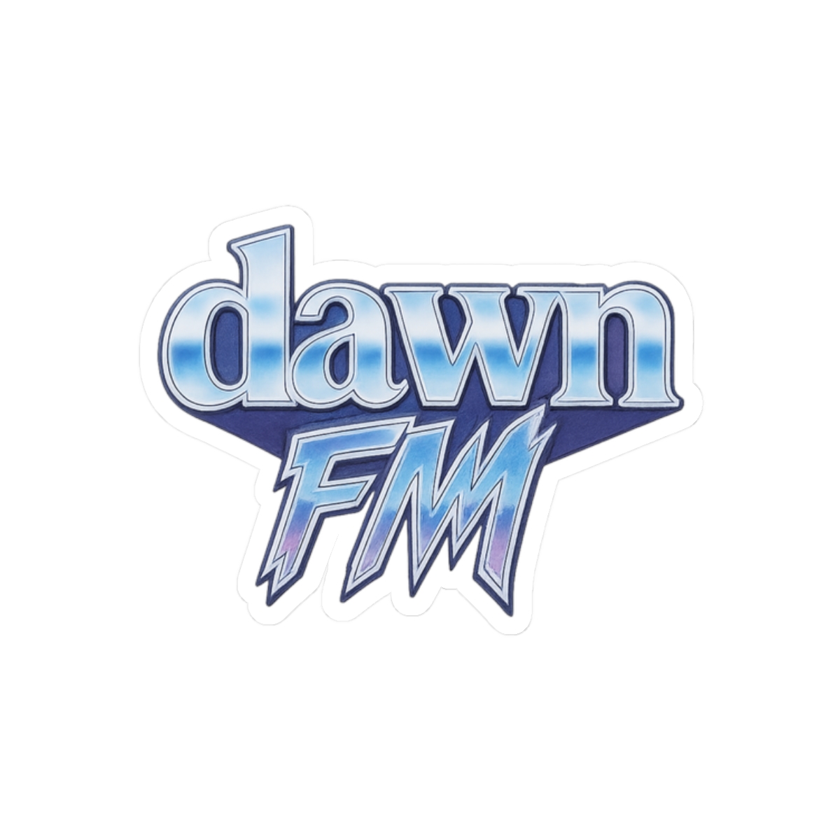 The Weeknd Dawn FM Retro Chrome Fan Art Sticker - alternate angle 3, merchandise