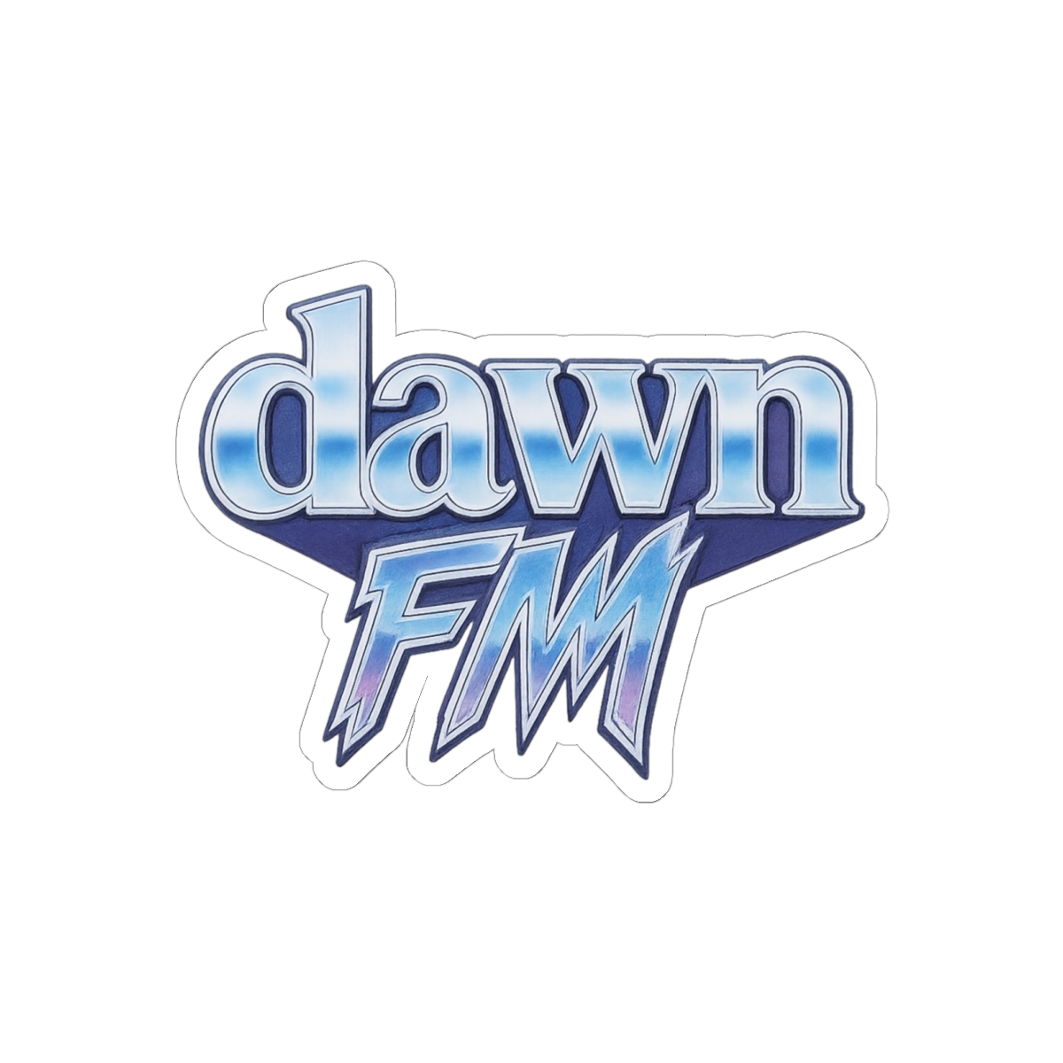 The Weeknd Dawn FM Retro Chrome Fan Art Sticker
